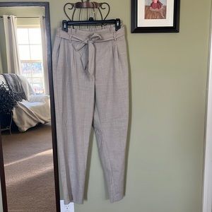 Loft elastic waist tie-waist pants, light tan